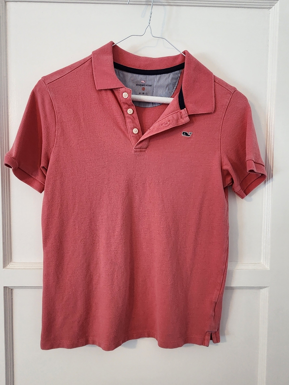 Vineyard Vines Boy's Pink Polo with Whale Logo (M)